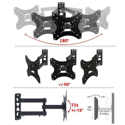 TV Wall Bracket for 10" to 42" Heavy Duty TV Mount Bracket Adjustable TV Wall Mounted Holder with Swivel Tilt Motion Arm for Flat TV Curved TV up to 30kg Max VESA 75x75mm to 200x200mm