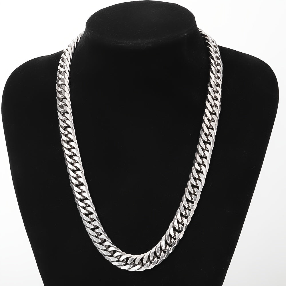 2pcs Set 13.5Mm Wide 304 304 304 Stainless Steel Bracelet And Necklace Set, Hip-Hop Trendy Cuban Chain Necklace And Bracelet Jewelry Set, Men'S And Women'S Fashion Jewelry Gifts, Exaggerated Necklace And Bracelet, Very Thick