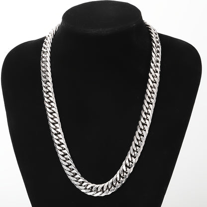 2pcs Set 13.5Mm Wide 304 304 304 Stainless Steel Bracelet And Necklace Set, Hip-Hop Trendy Cuban Chain Necklace And Bracelet Jewelry Set, Men'S And Women'S Fashion Jewelry Gifts, Exaggerated Necklace And Bracelet, Very Thick