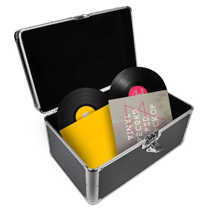7" LP Vinyl Record Storage Box Case Aluminium Flight Case Lockable DJ Portable Carry Case Holds 200pcs Vinyl Record Albums