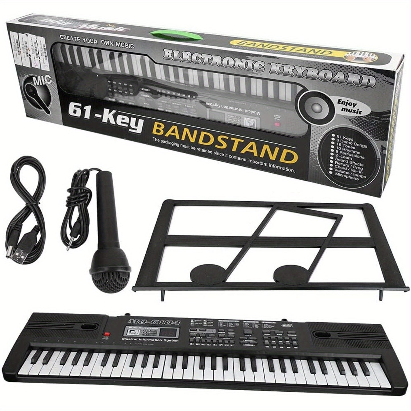 61-Key Digital Piano Keyboard with Microphone, Portable Music Piano Keyboard Electronic Keyboard Multifunctional Key Piano Musical Instrument Keyboard for Piano Music Teaching Birthday Gifts Beginner (With LCD Display)