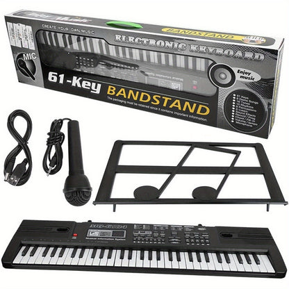61-Key Digital Piano Keyboard with Microphone, Portable Music Piano Keyboard Electronic Keyboard Multifunctional Key Piano Musical Instrument Keyboard for Piano Music Teaching Birthday Gifts Beginner (With LCD Display)