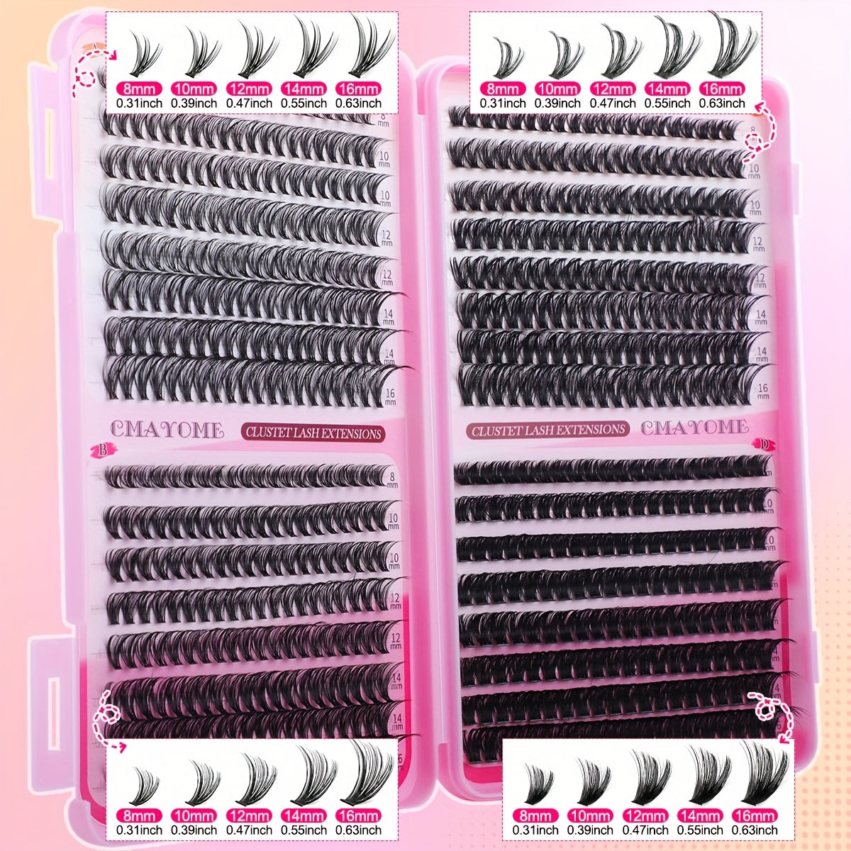 640pcs Lash Clusters - Thick Volume Lash Extension Kit - High-Capacity DIY Individual Lashes with Wispy Lash Bond, Glue Tweezer, and Brush for At-Home Eyelash Extensions