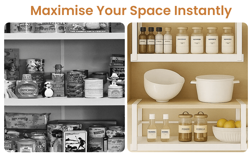 Expandable Under Cabinet Storage Shelf 45–63cm, Adjustable Metal Hanging Organizer Rack for Kitchen, Pantry & Bathroom