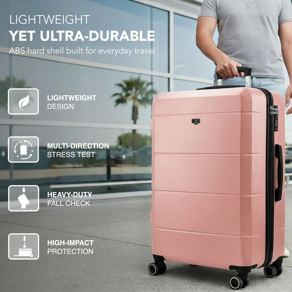 28 Inch Large Suitcase Lightweight ABS Hard Shell with TSA Lock & 4 Spinner Wheels - 75x49x29cm Check-In Luggage, Water-Resistant, UK Stock