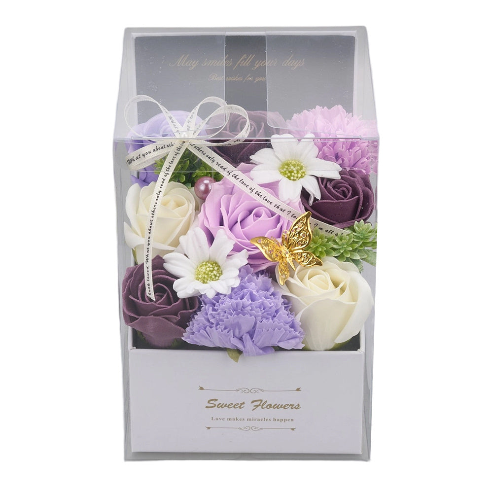 Flower Flower Soap in Gift Box Decorative Soap Artificial Flower Bath Soap for Birthday Valentine'S Day Her Girls Lover Partial soap floral decoration