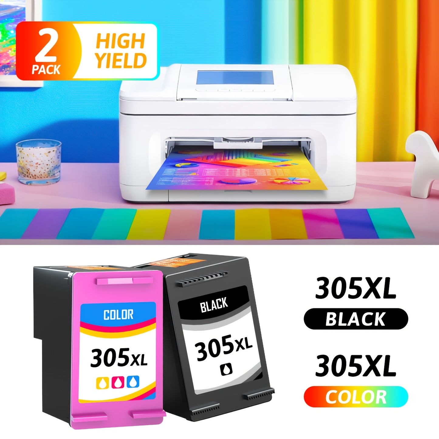 305XL Ink Cartridges Black Color Compatible for Ink 305XL Fit with HP Deskjet 2800e 2810e 2820e 2821e 2822e 2823e 2800 2810 2820 2821 2822 2823 4220e 4222e 4230e Printer