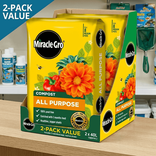 2x Miracle-Gro All Purpose Compost 40L Large Volume Multi-Use Plant Growing Medium for Flowers, Vegetables, Shrubs, Houseplants, Pots & Garden Beds