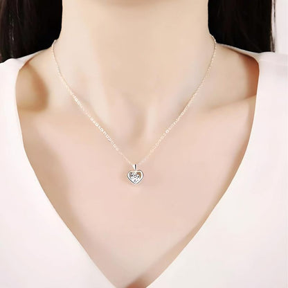 MGJ™ Austrian Crystal Heart Pendant & Earrings Set for Women| Hypoallergenic Jewellery Gift | Available in Silvery & Rose Golden | Comes in Premium White Gift Box & Bag Festive Christmas Gift for Women Ladies, Wife, Her