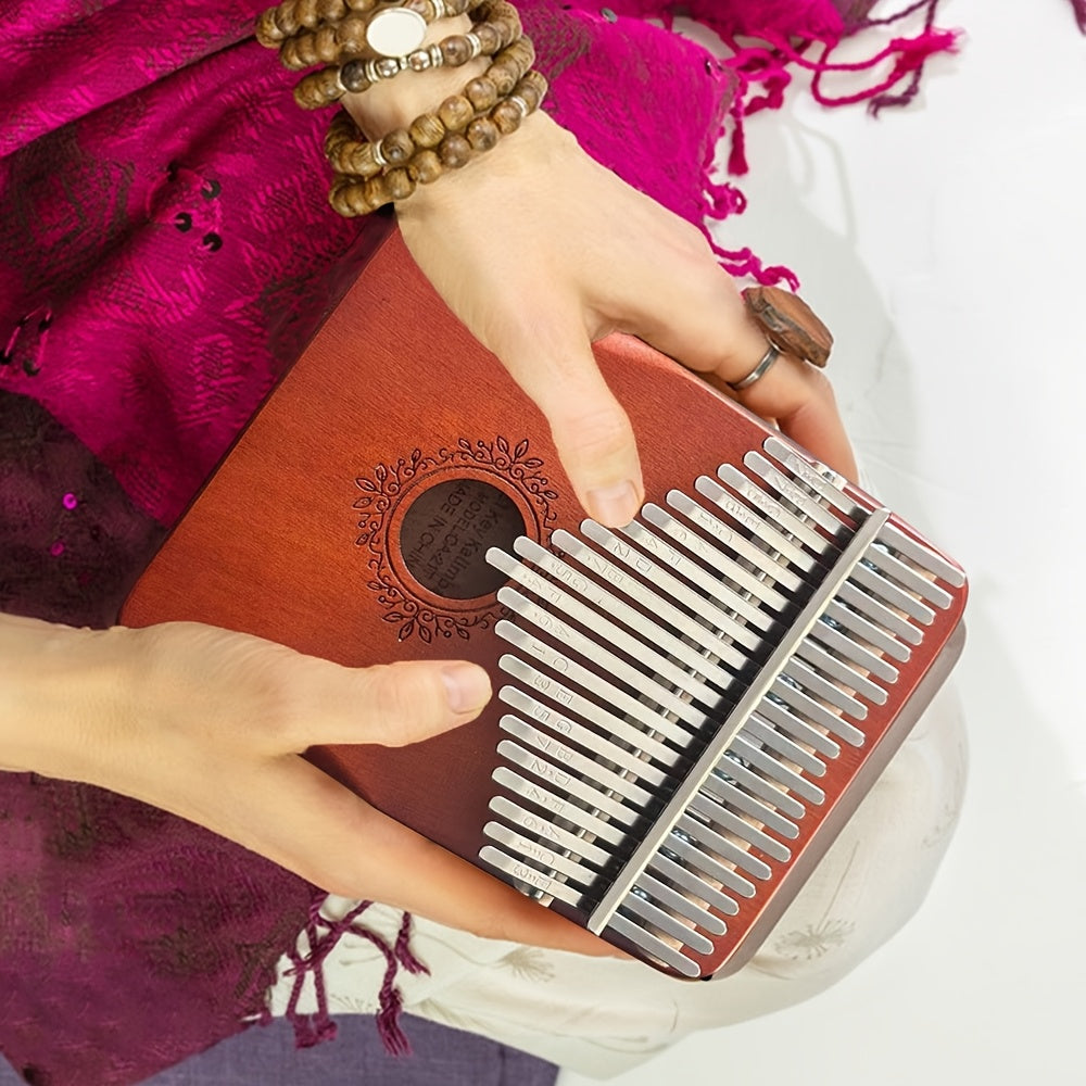 21-Key Thumb Piano Kalimba - Wooden Thumb Piano with Tuning Hammer & Accessories, Portable Acoustic Instrument - Perfect Beginner Gift for Stress Relief & Learning, Fun Instrument for Parties And Gatherings