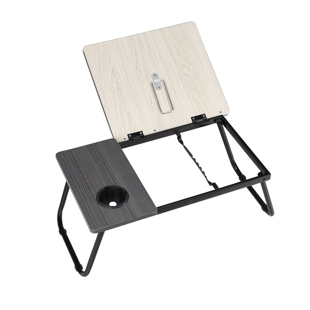 Folding Lap Desk With Cup Holder, Foldable Laptop Table For Bed, Portable Bed Desk For Studying, Reading And Writing, Notebook Stand For Couch Sofa Floor, 23.05*12.8*9.45 Inches Black