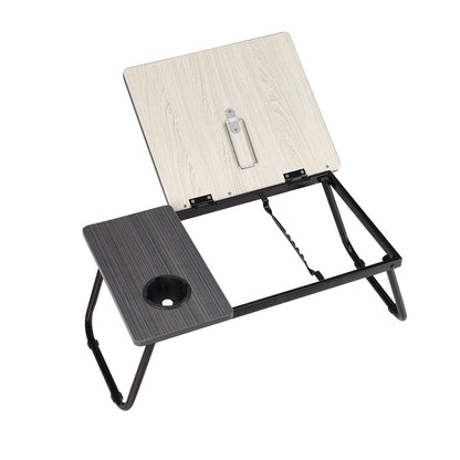 Folding Lap Desk With Cup Holder, Foldable Laptop Table For Bed, Portable Bed Desk For Studying, Reading And Writing, Notebook Stand For Couch Sofa Floor, 23.05*12.8*9.45 Inches Black