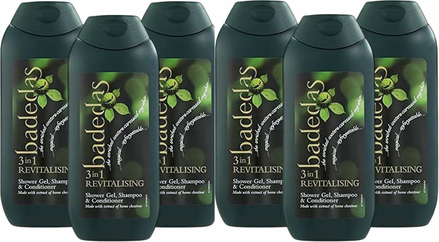 Badedas 3in1 Revitalising Shower Gel 200ml Body Wash, Shampoo & Conditioner - 6 Pack