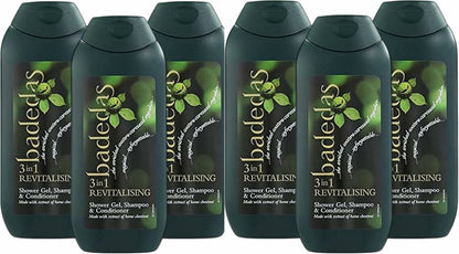 Badedas 3in1 Revitalising Shower Gel 200ml Body Wash, Shampoo & Conditioner - 6 Pack