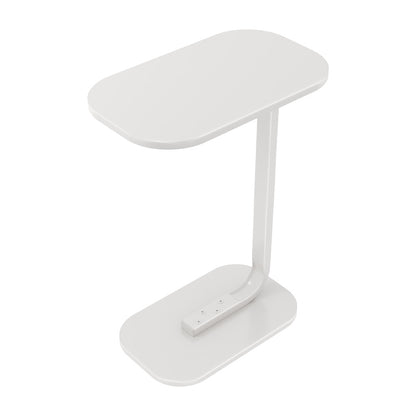 1pc Modern C-Shaped Sofa Side Table & Coffee Table - 45x30x60CM, Durable Wood & Iron Construction, Walnut/White - Sturdy Frame for Living Room, Bedroom, Garden, RV & Balcony Decor