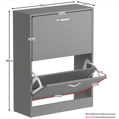 Shoe Cabinet with 2-Drawers, Shoe Cabinet with 2 Spacious Drawers Storage Shoe Rack Organizer Stainless Steel Handles, Entryway Hallway Furniture