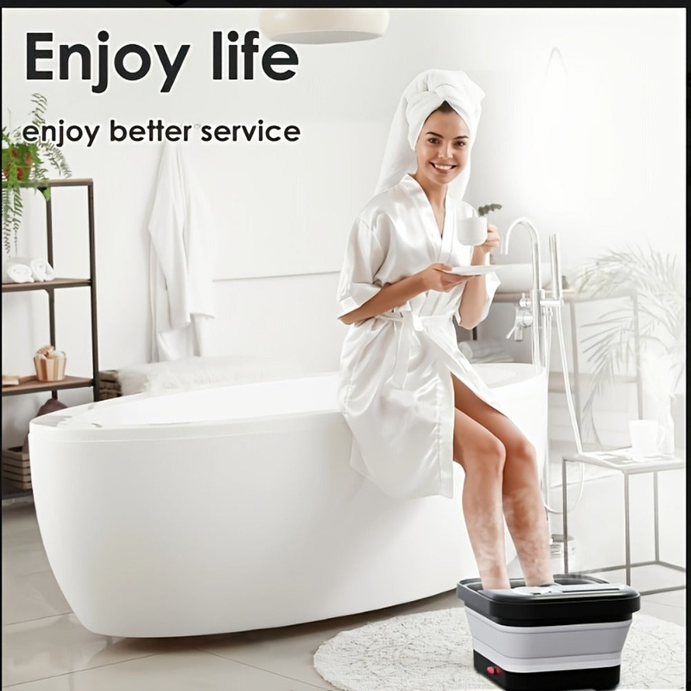 Foldable Foot Spa Massager with Heat Bubbles & Temperature Control – Touch Screen 6 Rollers Pumice Stone – Relaxing Foot Soak Gift