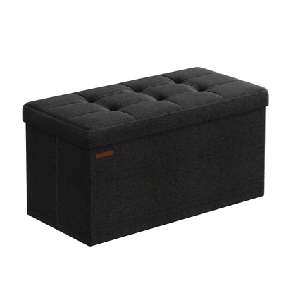 Storage Ottoman, Foldable Small Ottoman Foot Rest, 38 X 76 X 38 Cm Foot Stool, Cube Ottoman With Storage, Load Up To 300 Kg, For Living Room, Bedroom, Entryway