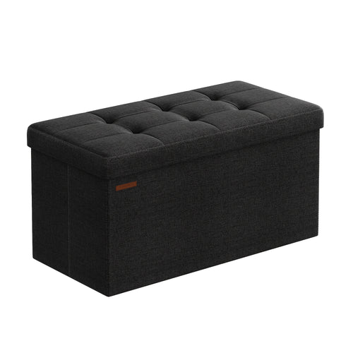 Storage Ottoman, Foldable Small Ottoman Foot Rest, 38 X 76 X 38 Cm Foot Stool, Cube Ottoman With Storage, Load Up To 300 Kg, For Living Room, Bedroom, Entryway