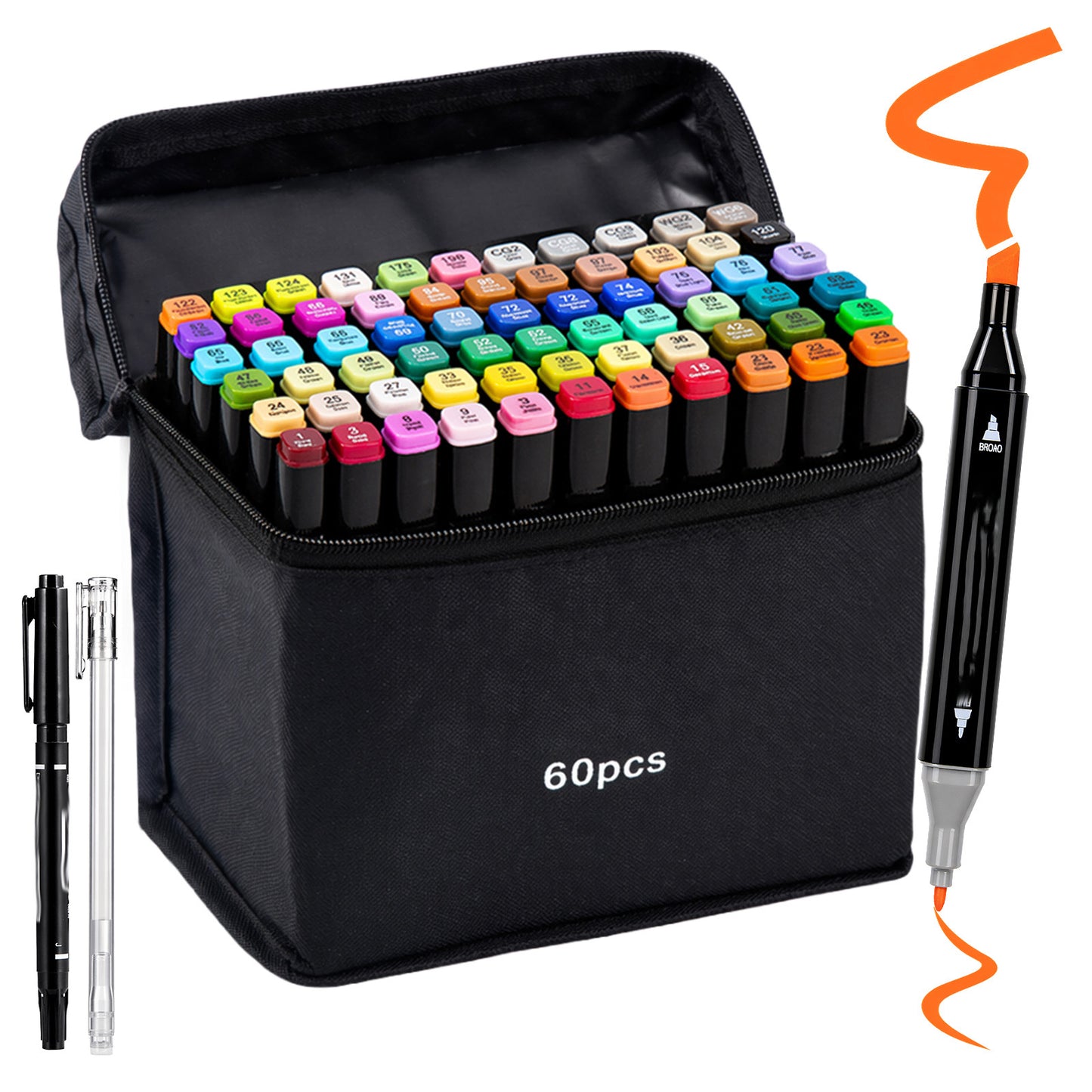 Double-Ended Art Markers Set 170 or 206 Colours with Storage Base Smooth Blending for Sketching Illustration Comics Painting Design