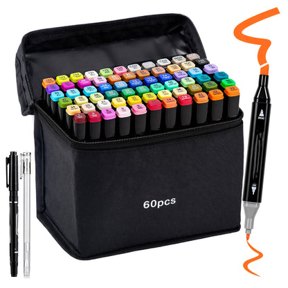 Double-Ended Art Markers Set 170 or 206 Colours with Storage Base Smooth Blending for Sketching Illustration Comics Painting Design