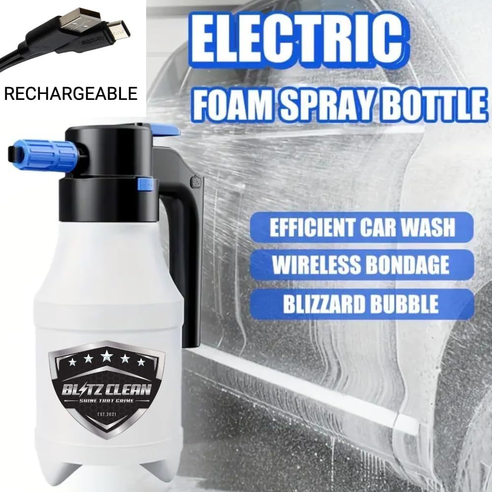 Snow Foam Plus Rechargeable Automatic Snow Cannon Sprayer Gun For Car Van Caravan 5L Super Thick Pre Wash Pressurised Snow Cannon Lance Kit No Jet/Pressure Washer Needed