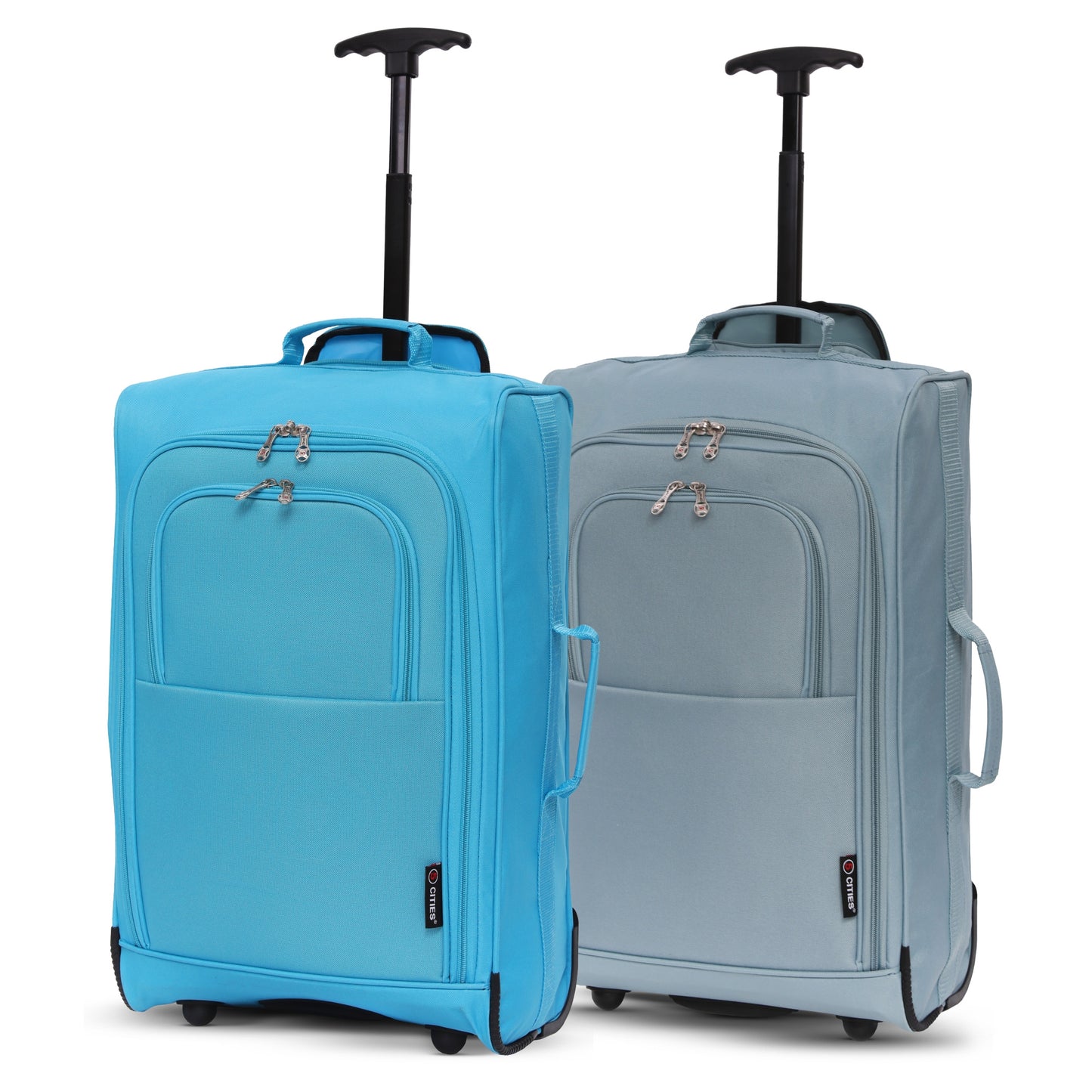 5 Cities Set of 2 Cabin Suitcases 21" / 55cm – Lightweight Carry On Trolley Bags with Wheels, Airline Approved Hand Luggage, 42L, 2 Year Warranty