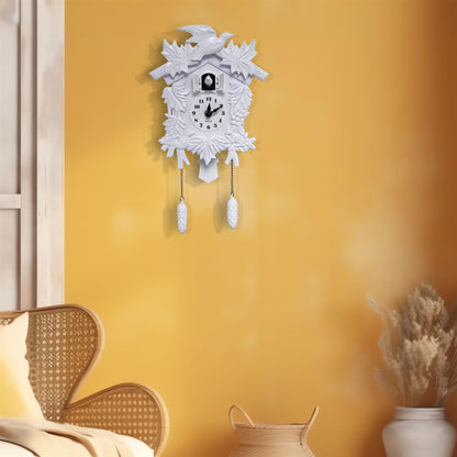 Cuckoo Clock Wall Battery Operated Pendulum – Vintage Chiming Bird Flapping Volume Adjustable – Black Forest Style Wall Clock for Living Room Office Home Décor