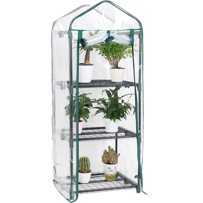 3 Tier Greenhouse, Small Plant Greenhouses, With Transparent Plastic PVC Cover, Indoor outdoor tent garden greenhouse (51 x 45 x 130 cm)