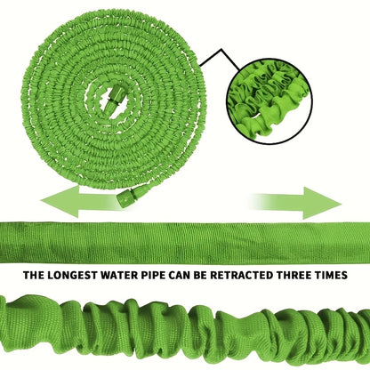 LOVFEN 15.24/30.48/45.72/60.96meter Expandable Flexible Garden Water Hose with 7 Function Spray Nozzle Green