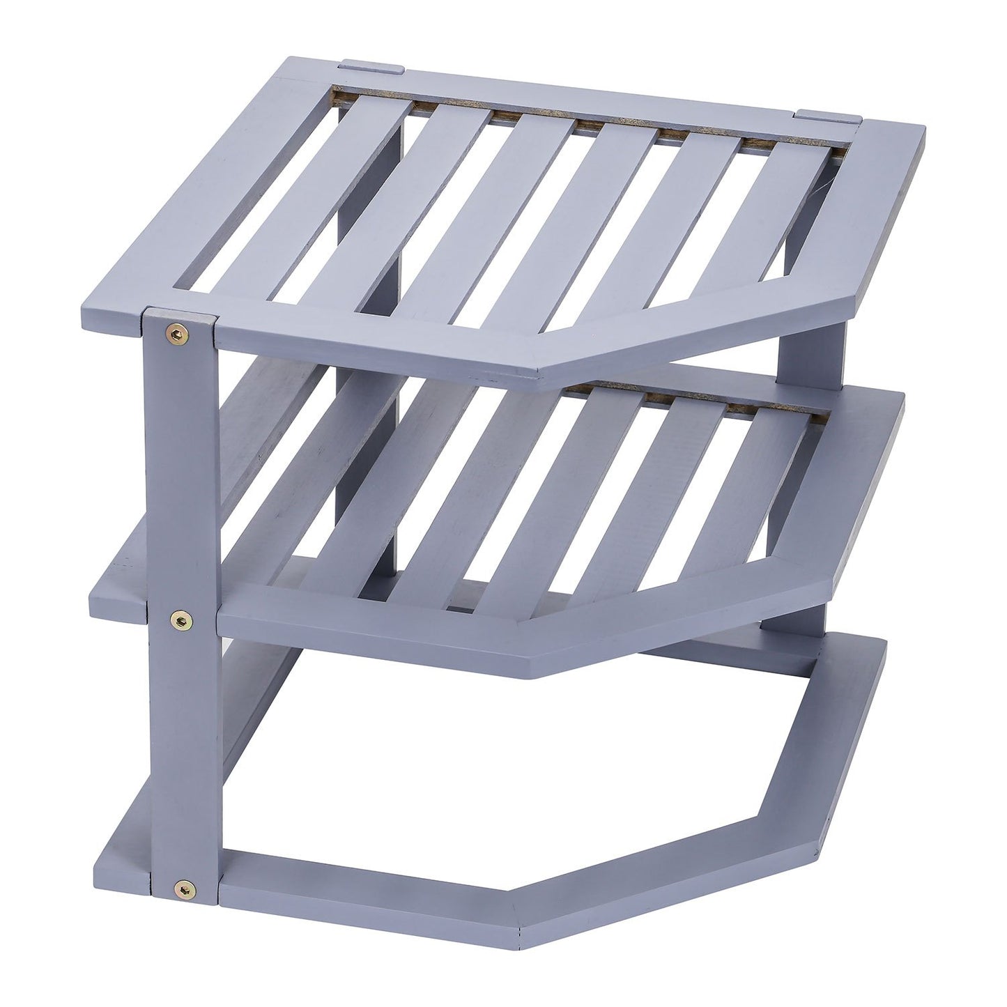 Bamboo Cabinet Shelf Organiser - 3 Tier Corner Shelf for Kitchen & Bathroom Countertop Cabinet Organiser Plate Rack Tidy Cupboard Shelf Insert Storage Organisation