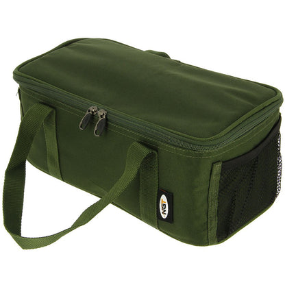 NGT Brew Kit Bag | Insulated Compact Fishing Brew Carryall | Green Polyester with Mesh Pockets | Portable Handles for Anglers