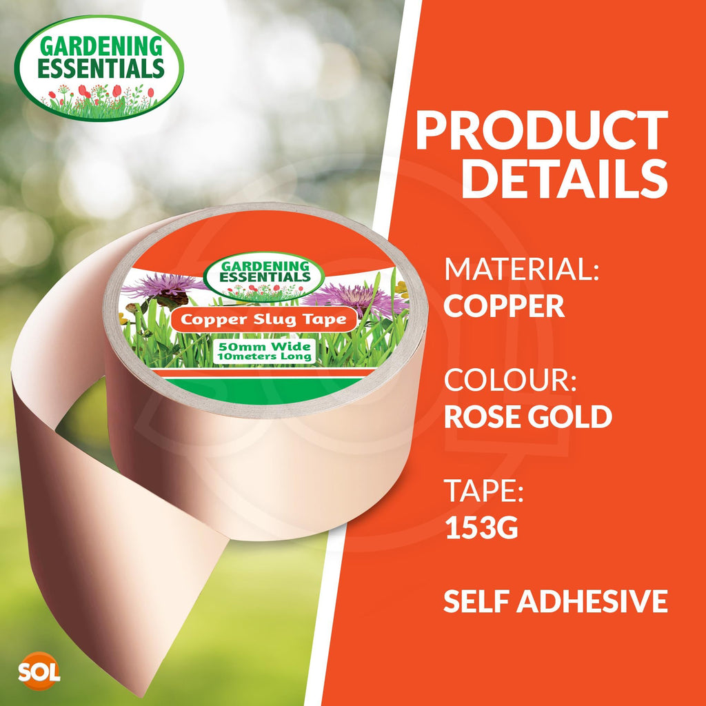 Copper Slug Tape 2 Pack 10m x 50mm – Weatherproof Humane Slug & Snail Repellent Barrier, Adhesive Copper Tape for Garden Pots, Beds & Greenhouse, Safe for Pets & Plants UK