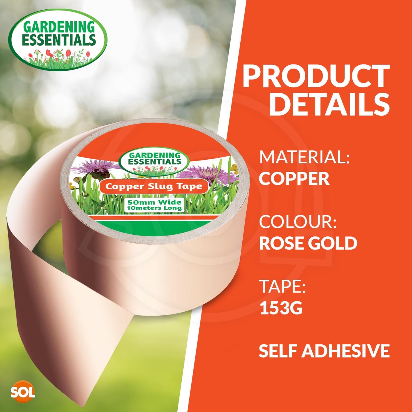 2 Pack Copper Slug Tape | 10m x 50mm Weatherproof Slug & Snail Repellent | Humane Copper Tape for Garden Pest Control | Safe for Pets & Plants | Long-Length Adhesive Barrier for Flower Pots, Garden Beds & Indoor Protection