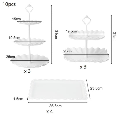 10/5pcs Cupcake Stand with Two-Tier Cake Stands Three-Tier Cake Stands Appetizer Trays for Wedding Baby Shower Tea Party