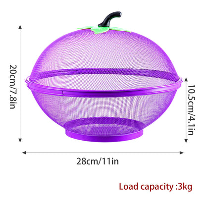 Fruits Bowl Basket Apple Shape Mesh with lid Tabletop Vegetable Holder Keep Unwanted Pets & Insects Out Kitchen Dishwashing Drain Basket