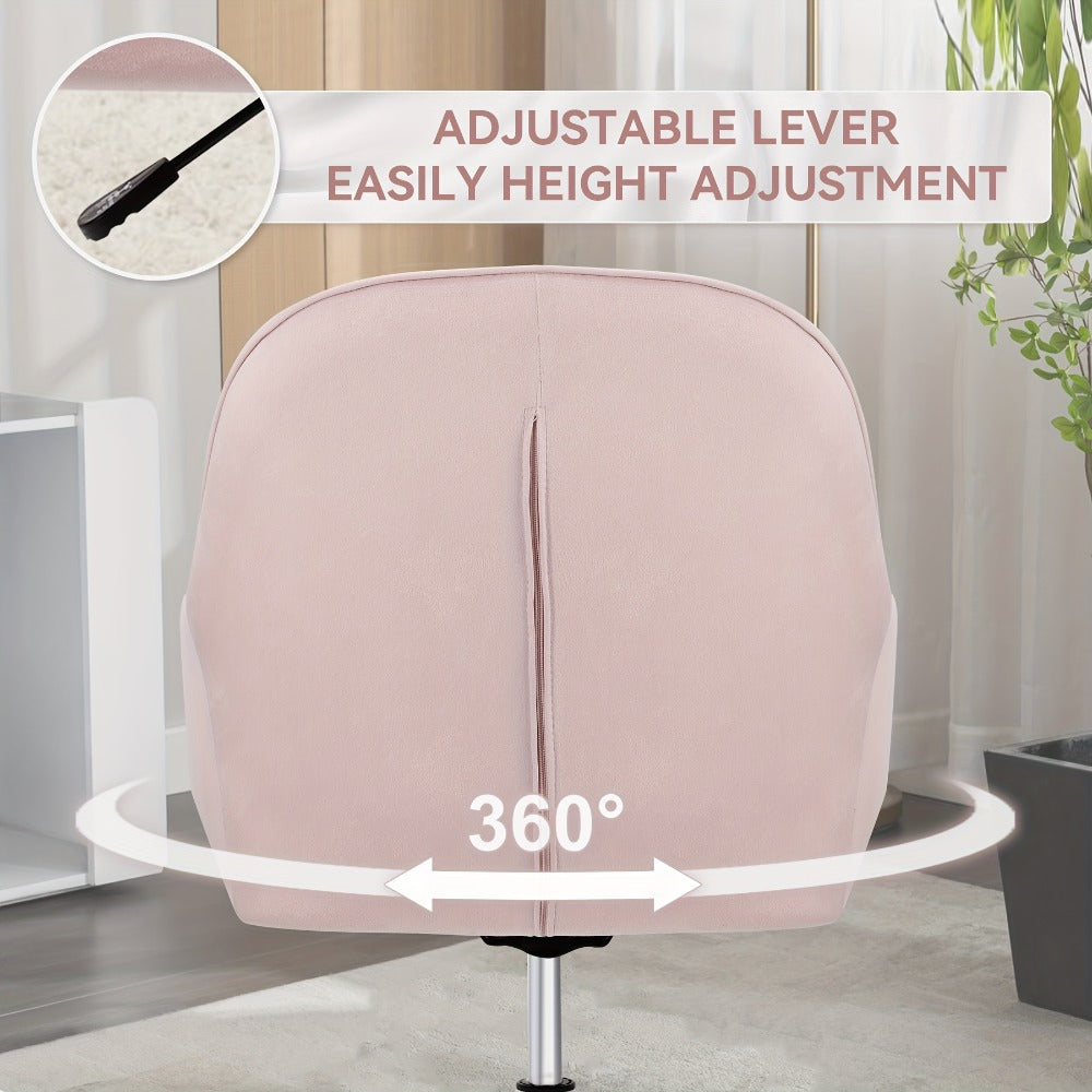 Velvet Swivel Desk Chair with Pillow & Height Adjustment – 360° Rotatable Home Office & Vanity Chair, Memory Foam Seat, Up to 150kg, for Study Room & Bedroom