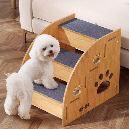 Dog stairs for small dogs, two or three step dog stairs for bed or sofa, wooden pet stairs for small pets, suitable for puppies, old cats and small animals