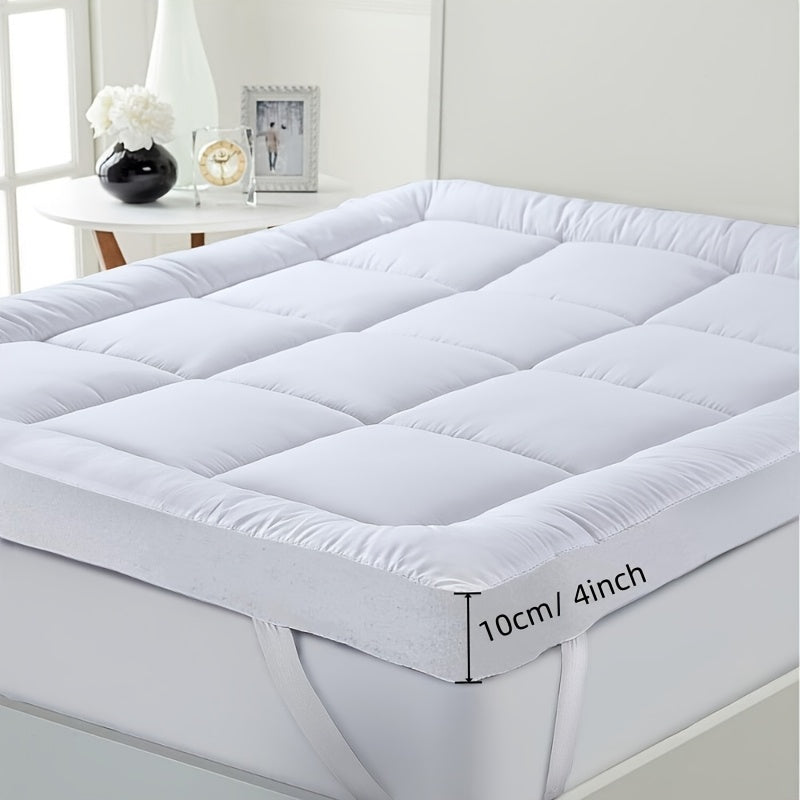 1pc Hotel Quality Mattress Toppers Microfiber Mattress Cover, 10cm Soft and Breathable, Fits Single, Double, King, and California King Bed Sizes, White