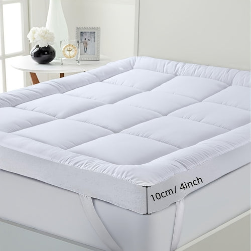 1pc Hotel Quality Mattress Toppers Microfiber Mattress Cover, 10cm Soft and Breathable, Fits Single, Double, King, and California King Bed Sizes, White