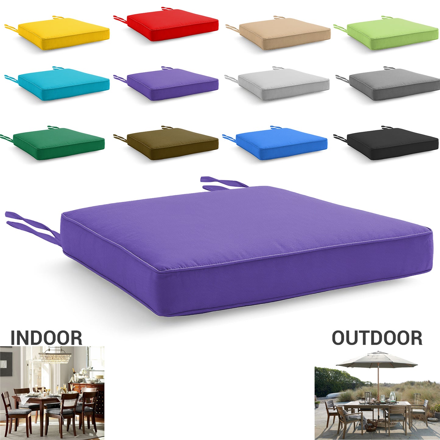 Chair Cushions with Ties for Indoor & Outdoor Use – Comfortable Seat Pads for Dining Chairs, Garden, Patio, Balcony & Café Furniture – Durable Polyester Fabric, Soft Support & Easy Care Design