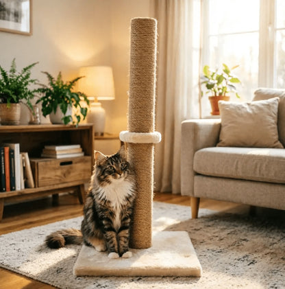 Cat Scratching Post 62cm Tall Sisal Pole Scratcher – Sturdy Cat Furniture for Indoor Cats, Protects Furniture, 3 Colours