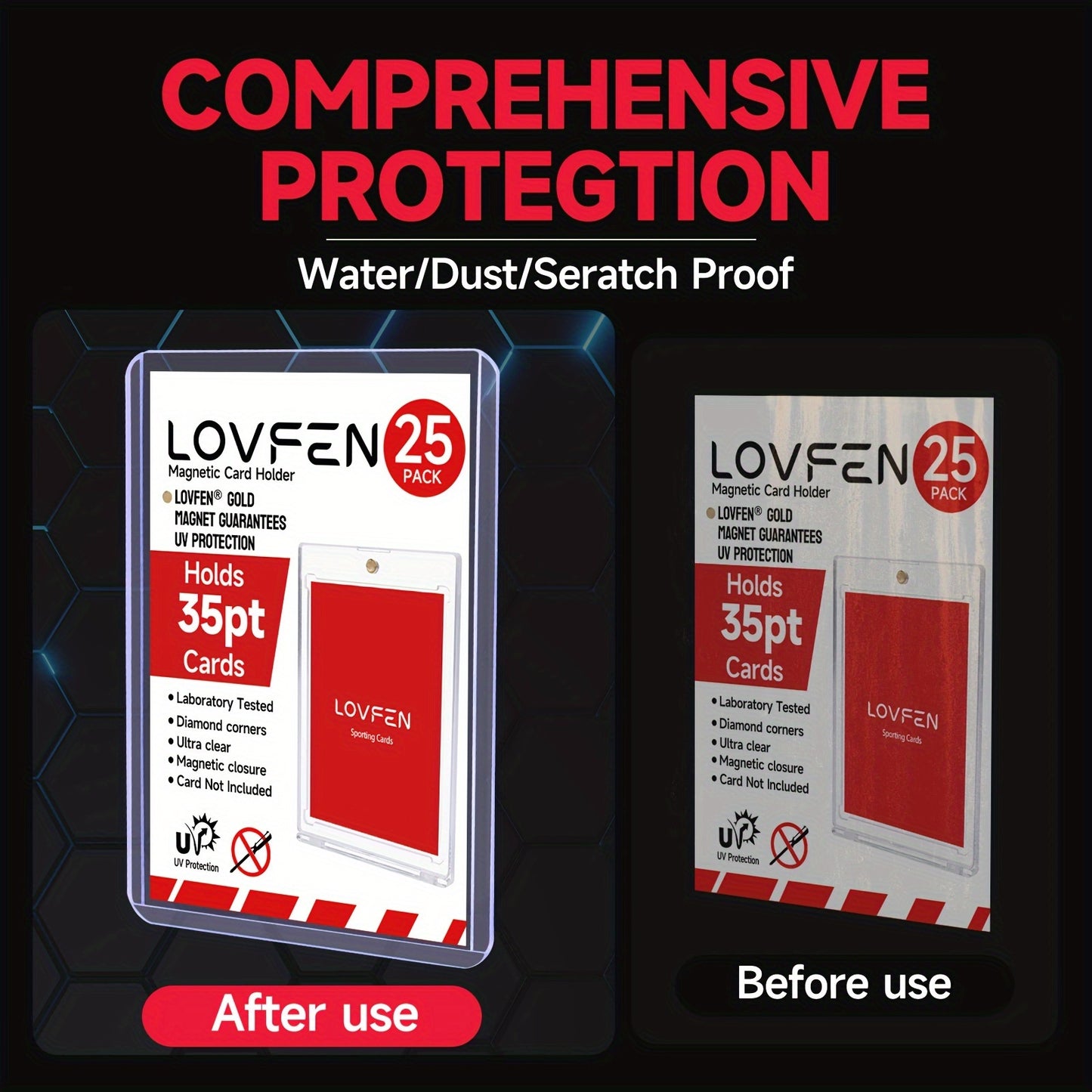 LOVFEN - 35pt Top Load for Cards - 1000 Count(40x25 Pack) - Regular 7.62x10.16 cm Trading Card Topload - Protect Your Baseball And Sports Cards with These Crystal Clear Hard Plastic Sleeves Protectors