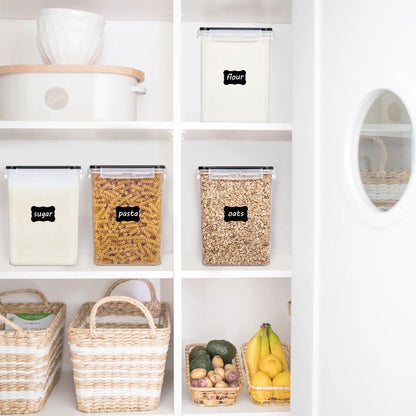 Taylor & Brown Large Food Storage Containers with Lids (5.2L, 4Pack), BPA-Free Airtight Plastic Food Containers, Flour, Sugar, Rice Canisters for Kitchen & Pantry Organization with Labels & Marker