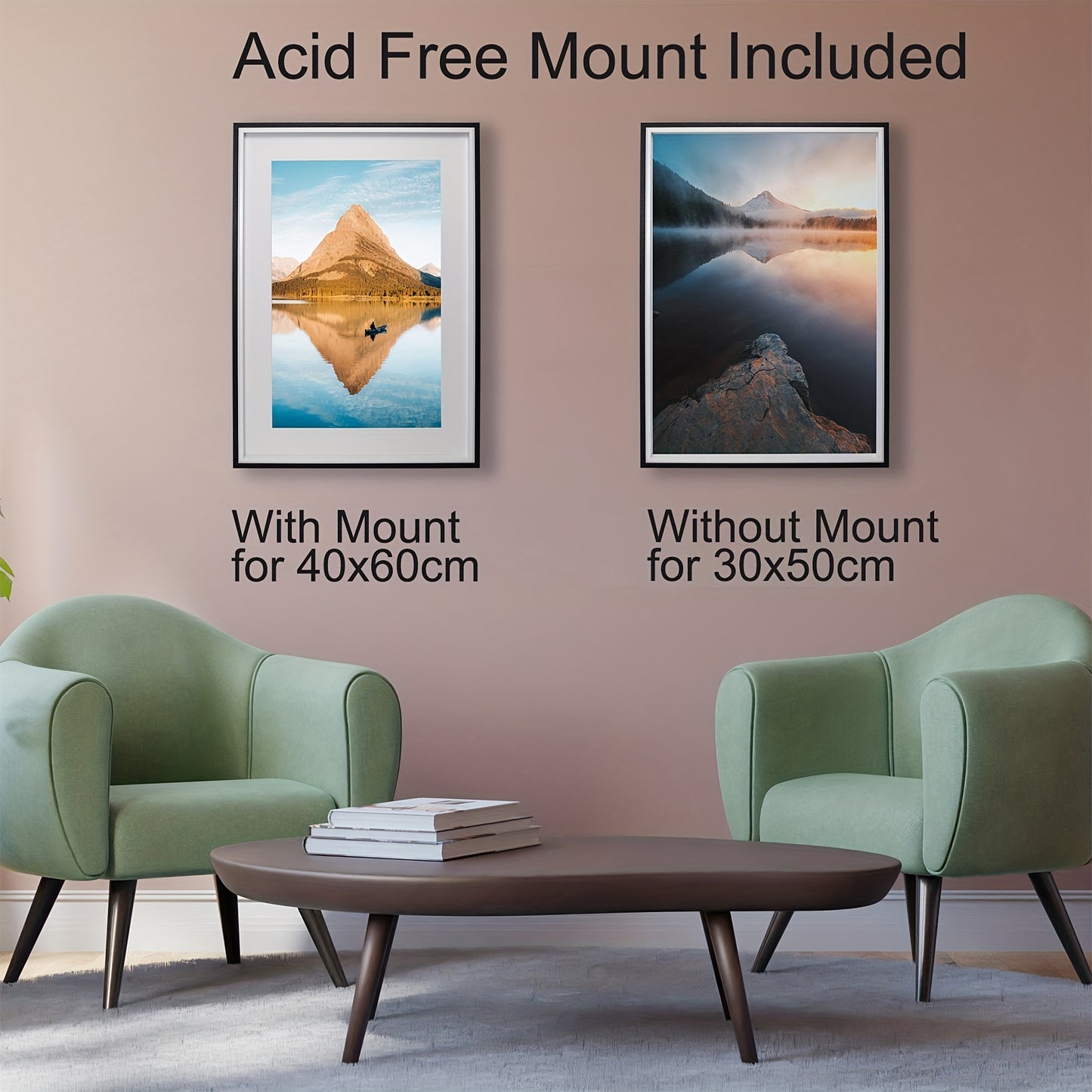 40x60cm(15.7x23.6inch) Wooden Boxed Picture Frames Set Of 3 with Mounts for 30x50cm, 60x40cm Poster Frame with Acid Free Mount for 30X50 Print (Wood 3Pack)