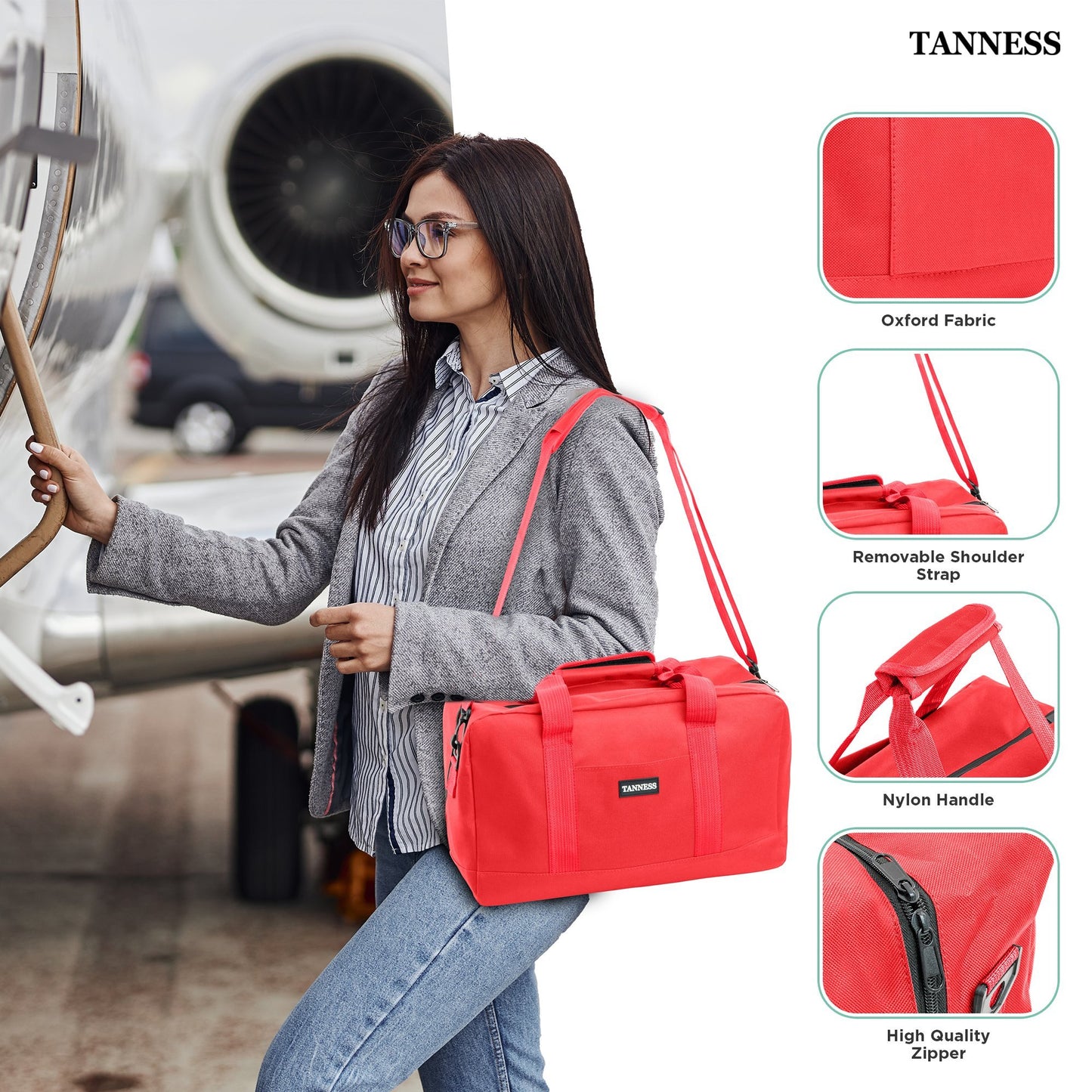 Tanness Ryanair 40x20x25 Cabin Bags with Adjustable Shoulder Strap | 40x20x25 Cabin Bag Holdall Bag, Travel Bag, Under Seat Cabin Bag | Hand Luggage Bag Carry On Bag | Cabin Suitcase Bags