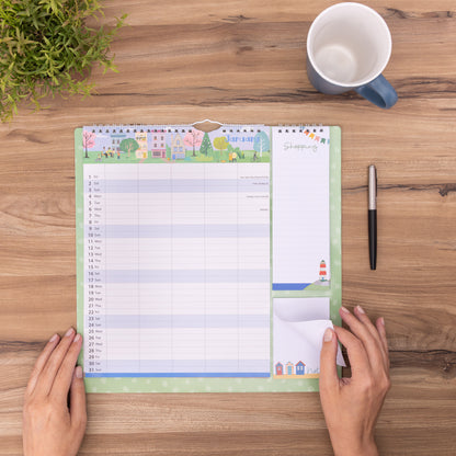 Evelay 2027 Family Planner Calendar – 5 Column Wall Organiser with Shopping List & Notepad | Large Month-to-View Schedule for Busy Homes, Kitchens & Offices