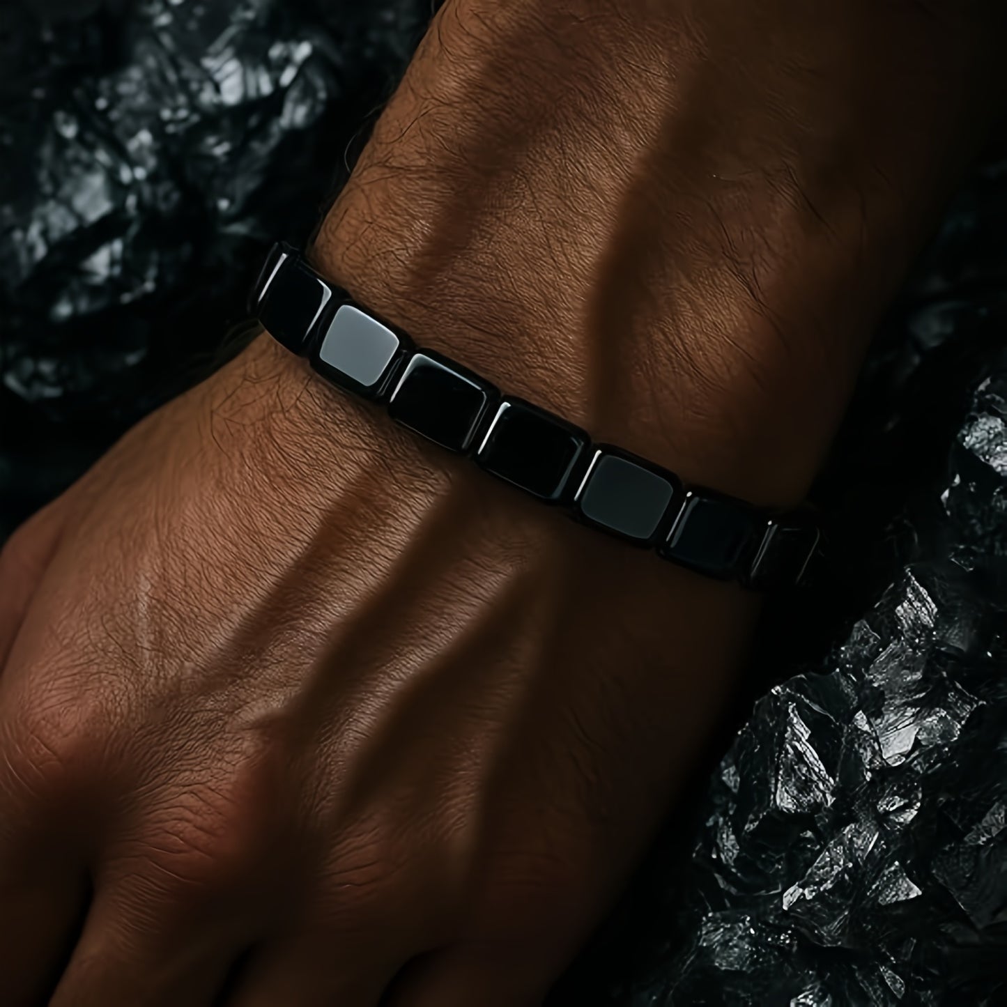 Men'S Hematite Bracelet, Regain Your Edge And Confidence Natural Hematite Stone Bead Stretch Bracelet Inspirational Gift Jewelry