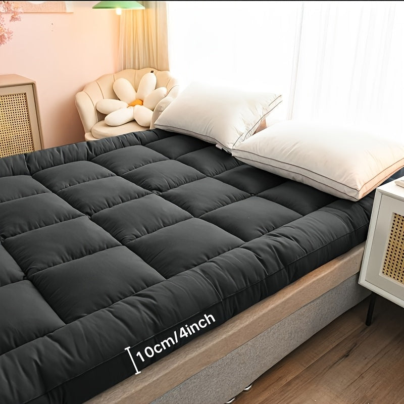 Luxury Cooling Mattress Topper 4-Inches/ 10cm Deep I Fitted Bed Mattresses Beds with Soft Fiber I Single Double King Super King Small Double Bedding Size (1100GSM Microfibre Filling)