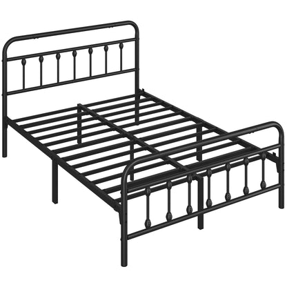 Costoffs Metal Bed Frame, Metal-Framed Bed, Bed Foundation, Metal Platform Bed, Vintage Iron Platform Bed with High Headboard and Footboard, Sturdy Iron Bed, Single/Double/King, White/Black/Pink